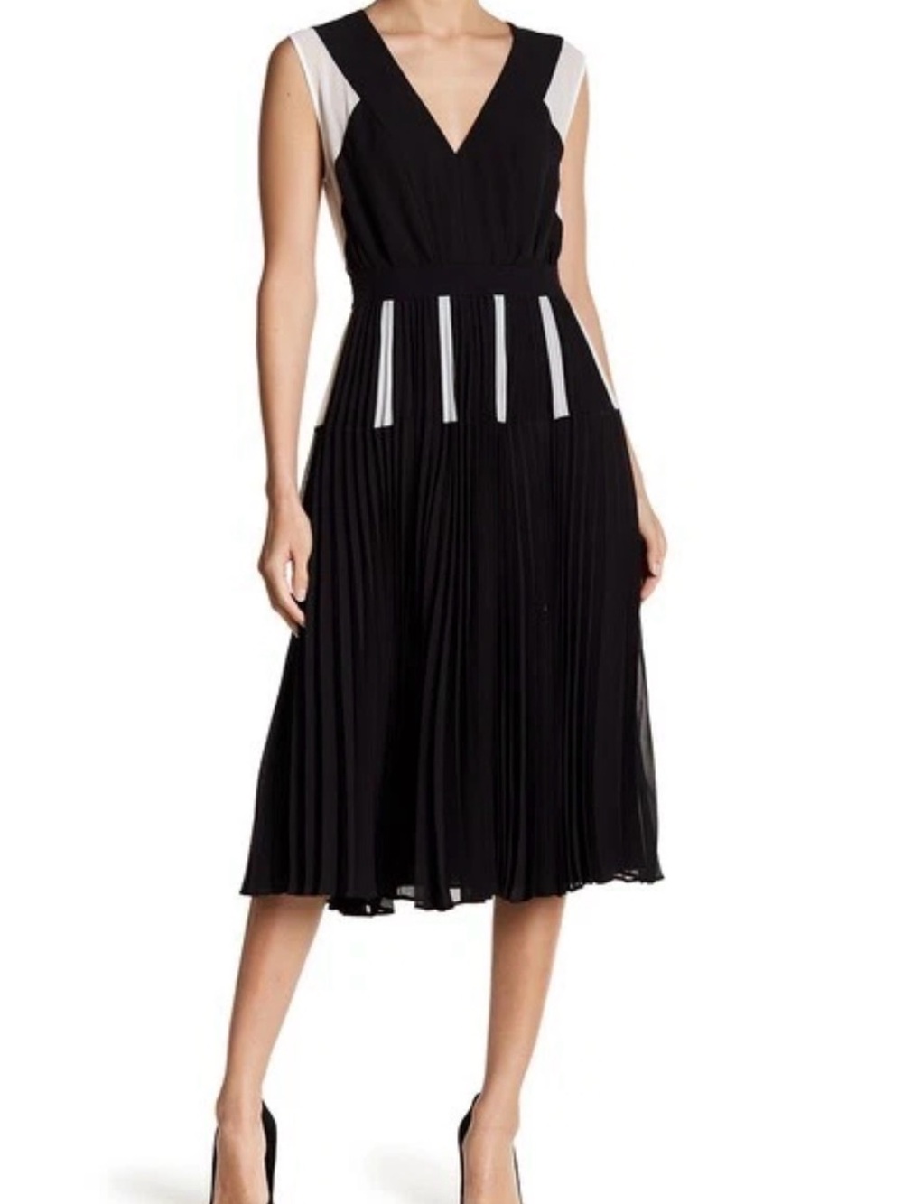 BCBG Savannah Color Blocked Pleated Dress